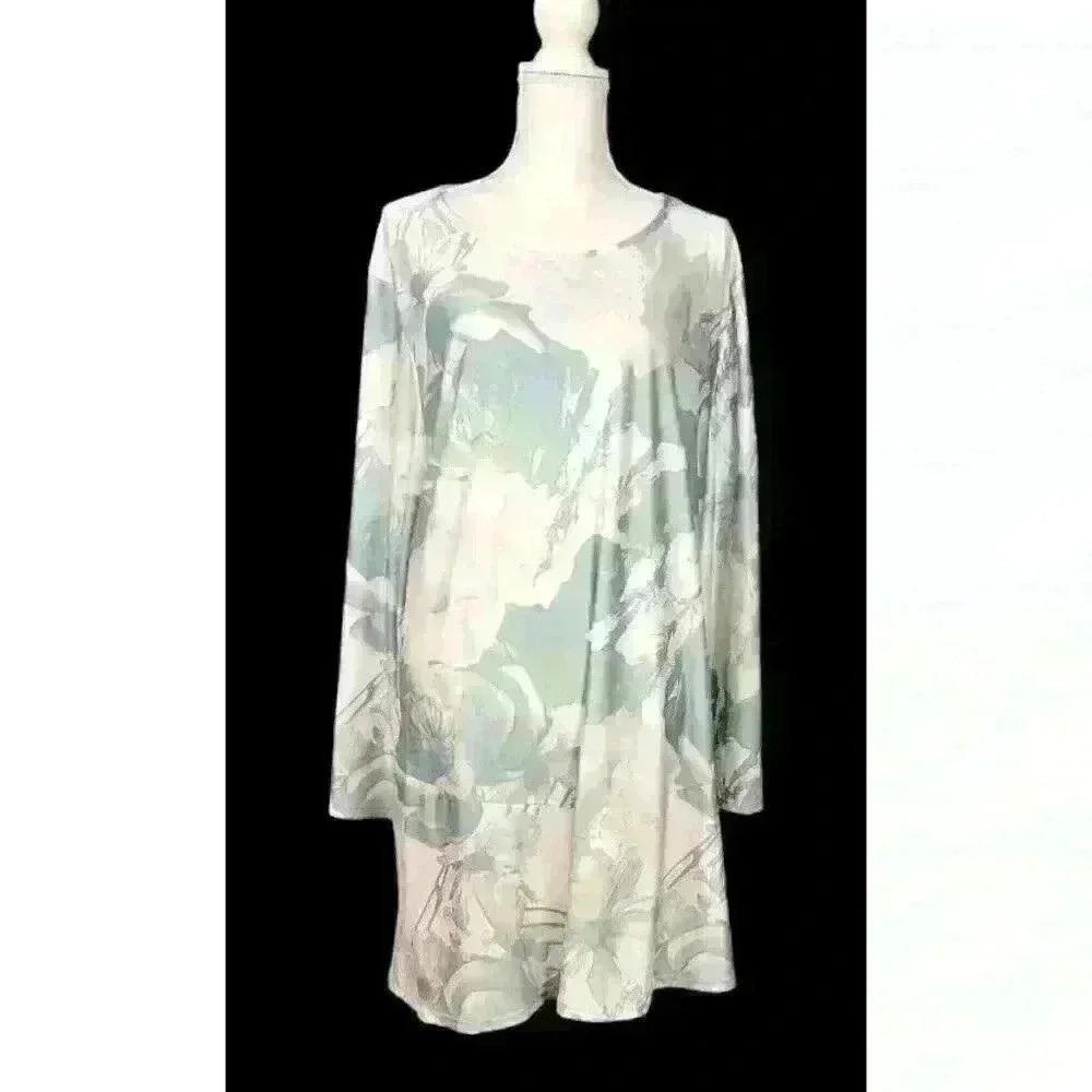 NWT LILY by FIRMIANA Woman FLORAL Tunic SOFT COLORS Top/Dress LONG Sleeve siz 4x - Picture 2 of 5